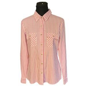 Zac and Rachel Pink and White Check Casual Button Down Size Large